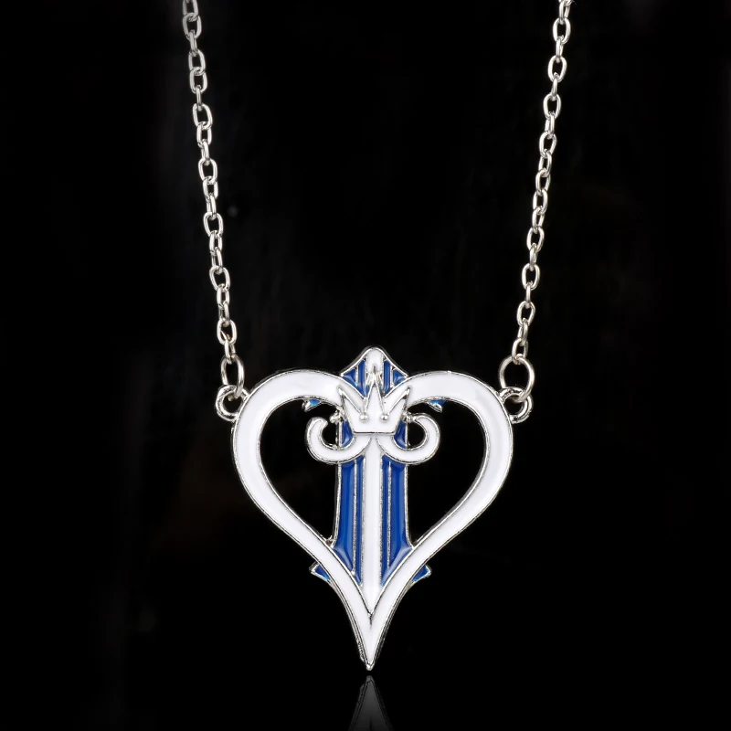 

Kingdom Hearts Sora Keyblade Crown Necklaces Pendants High Quality Metal Enamel Heart Key Anime Charms Necklaces Game Jewelry