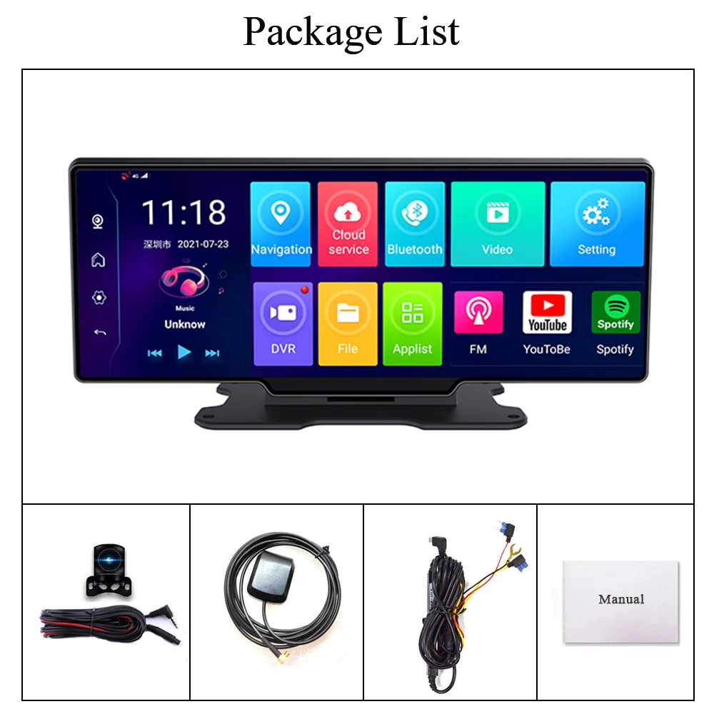 Видеорегистратор на приборную панель FHD 10 26 дюйма Android с GPS Wi-Fi | Автомобили и