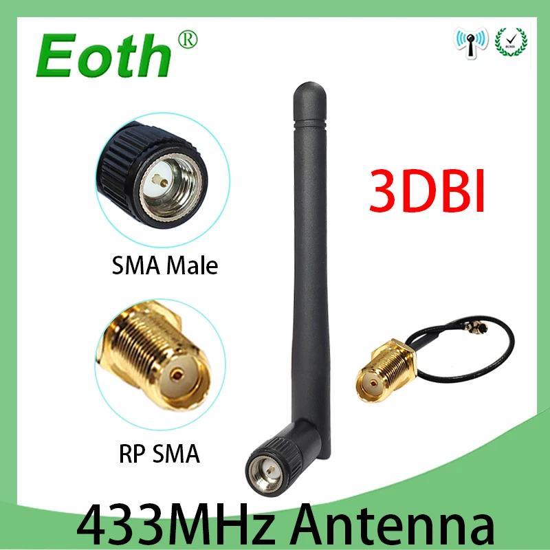 

433Mhz Antenna 3dbi lora GSM 433 IOT SMA Male Connector Aerial antena 433m RP-SMA SMA female to Ufl./IPX Extension Pigtail Cable