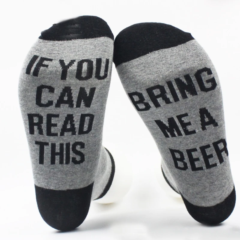 Women Men Funny Ankle Socks Letter Print If You can read this Bring Me Wine Coffee Beer autumn spring fall Dobby Christmas | Женская