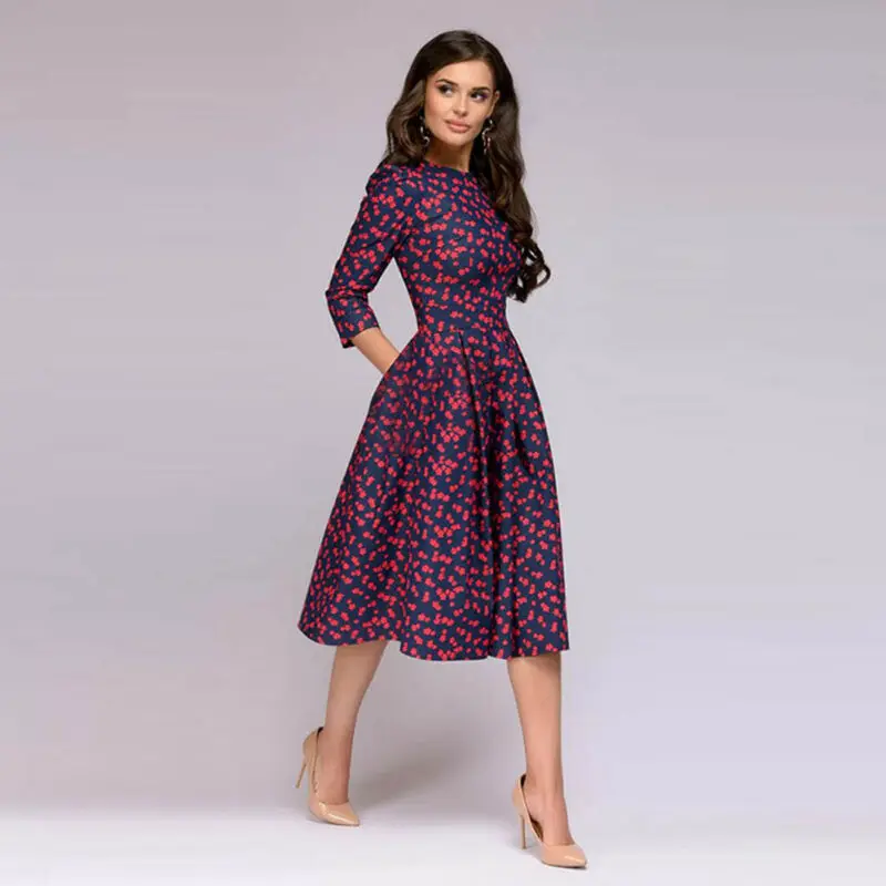 Осенне-зимнее женское платье в стиле ретро с длинным рукавом облегающее