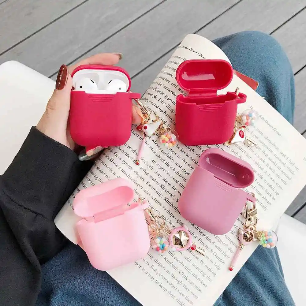 For AirPods 1/2 Case For Air pods Pro luxury Keychain Cartoon Accessories Silicone Case Wireless Earphone Cover case fundas