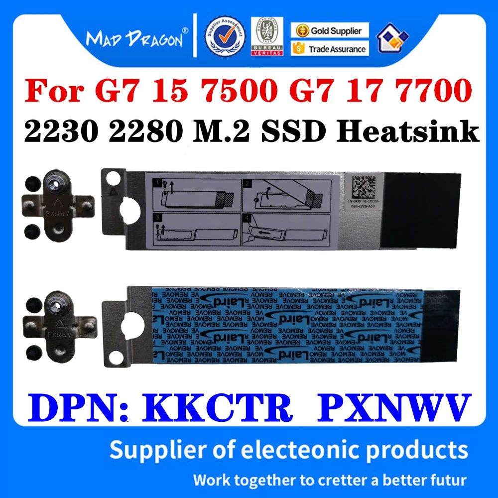 

0KKCTR KKCTR PXNWV For Dell G7 15 7500 G7 17 7700 Gaming Laptop 2230 2280 M.2 SSD Heatsink Hard Drive Cool Down Fixed Bracket