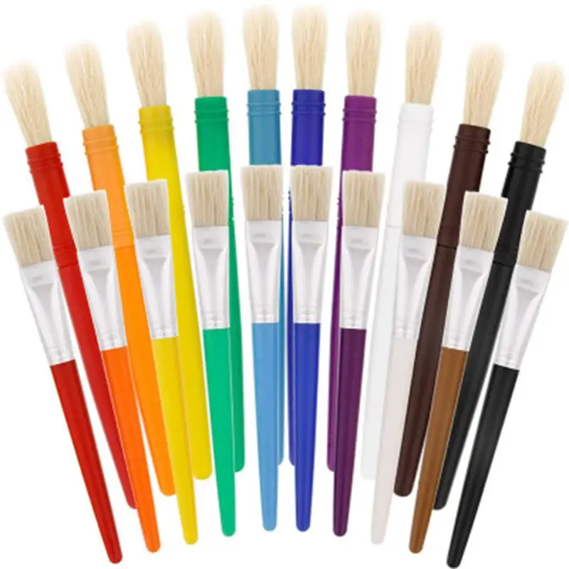 

10/20pcs Paint Bristle Brush for Children Oil Watercolor Painting Plastic Handle New