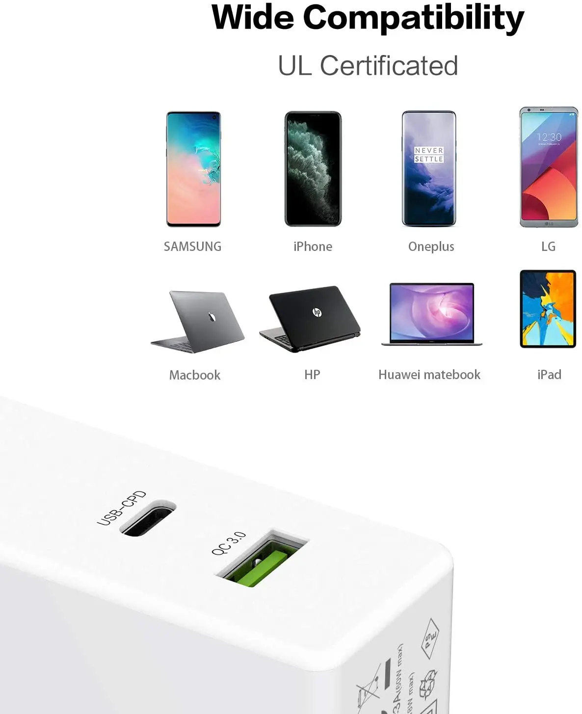Зарядное устройство Lecone 60 Вт USB C QC 3 0 двойной порт 42 адаптер переменного тока и 18