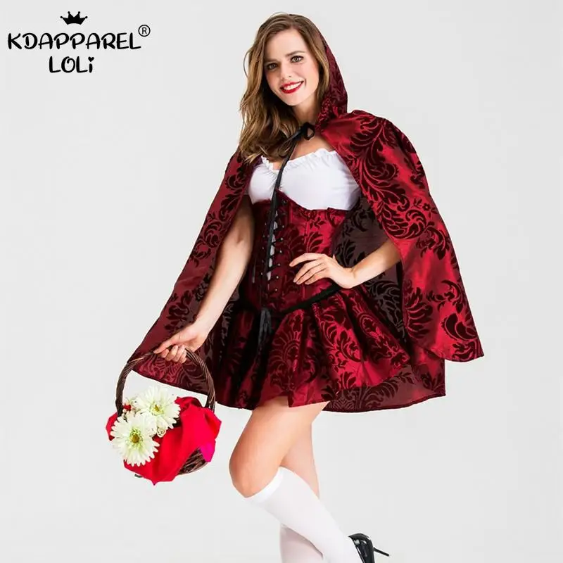 Женские костюмы на Хэллоуин платье накидка Готическая ведьма вампир Красная