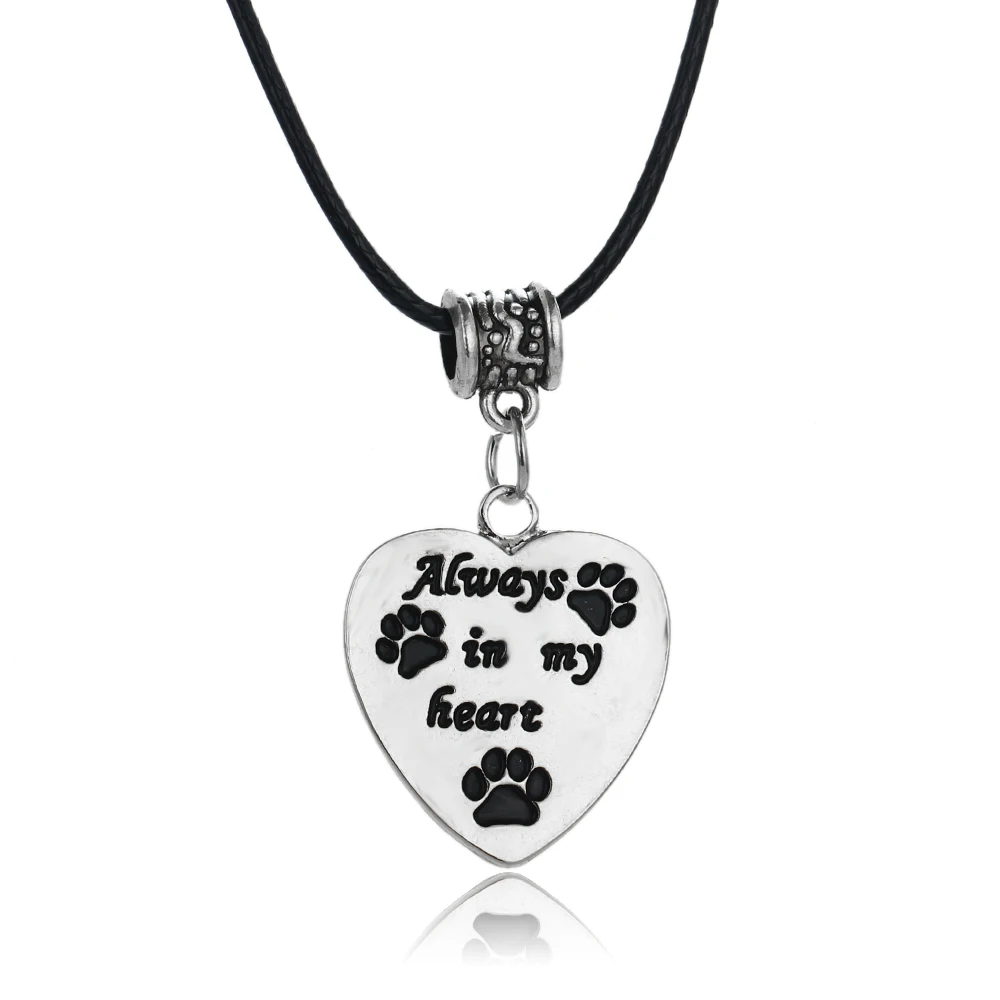 Собачьи кошачьи лапы любовь сердце круг кулон ожерелье веревка кожаная цепь