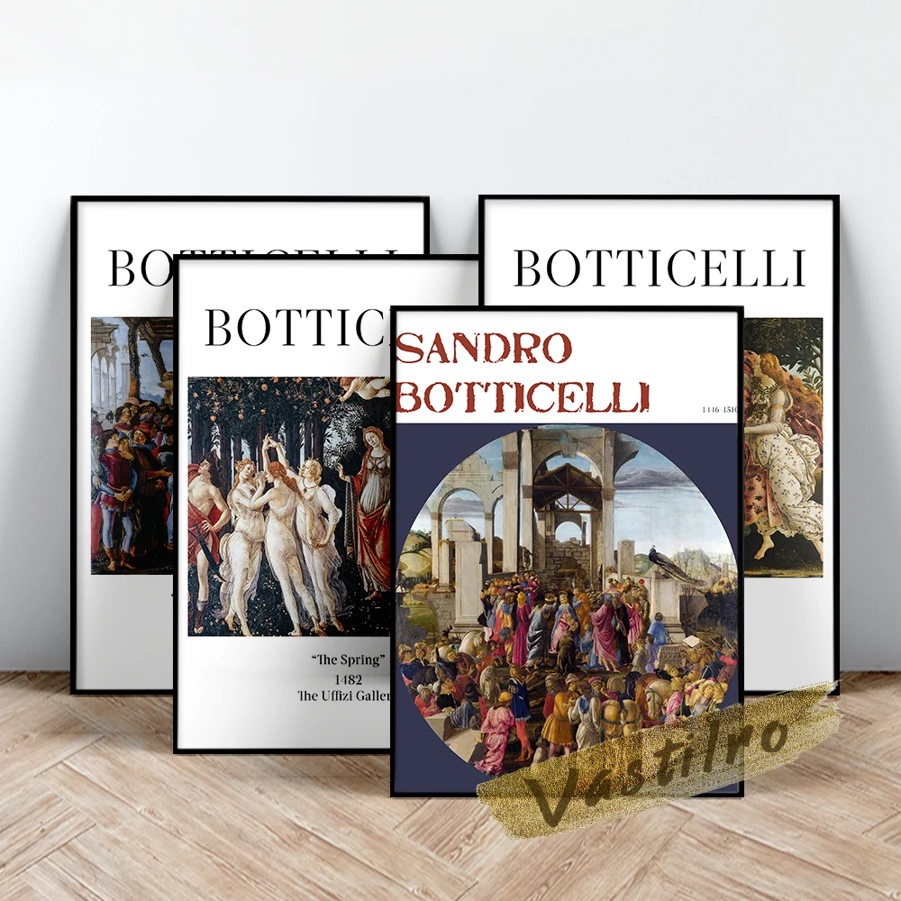 

Sandro Botticelli Exhibition Museum Poster Retro Wall Art Canvas Painting Vintage Prints Home Room Decor Gallery Wall Picture