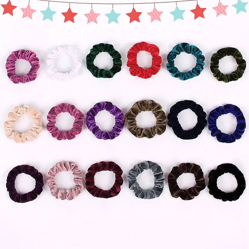 

New Small Size Solid Color Velvet Scrunchies Ponytail Elastic Hair Bands Rubber Band Hair Ring Hairbands Headbands Red Pink Blue