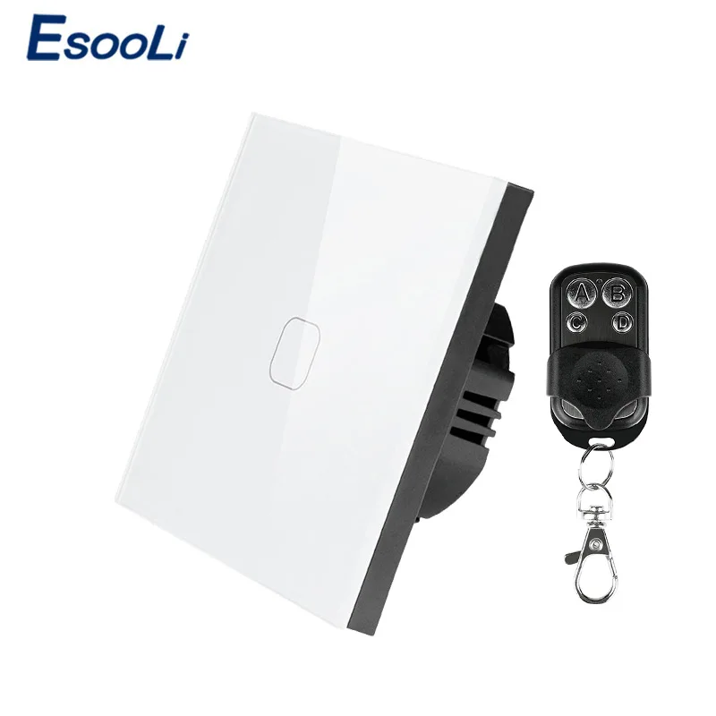 1 Gang Remote White Esooli сенсорный выключатель 1 банда 1 способ, умный настенный выключатель, сенсорный выключатель света, беспроводной дистанционный переключатель освещения 220 В - Цвет: 1 Gang Remote White
