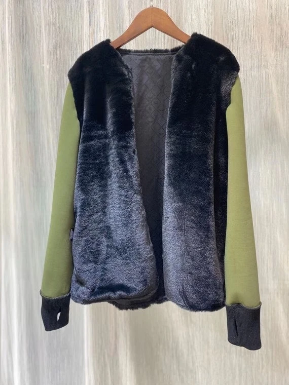 

Женское пальто с длинным рукавом и отложным воротником, Женское пальто из двух частей на молнии, зимняя Новинка