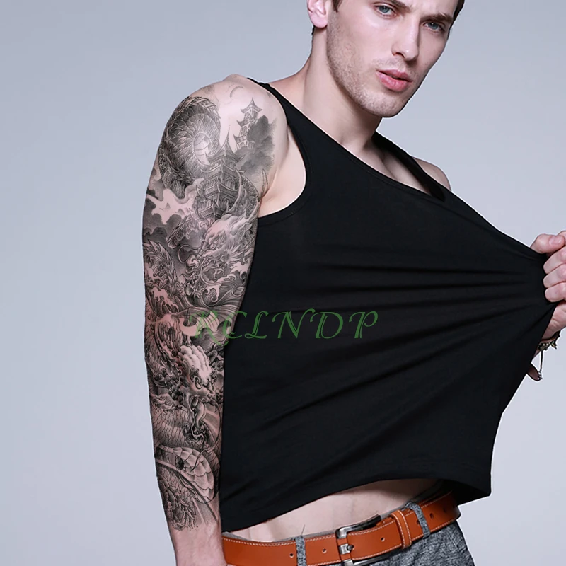 Водостойкая Временная тату-наклейка prajna tower на всю руку искусственная тату для