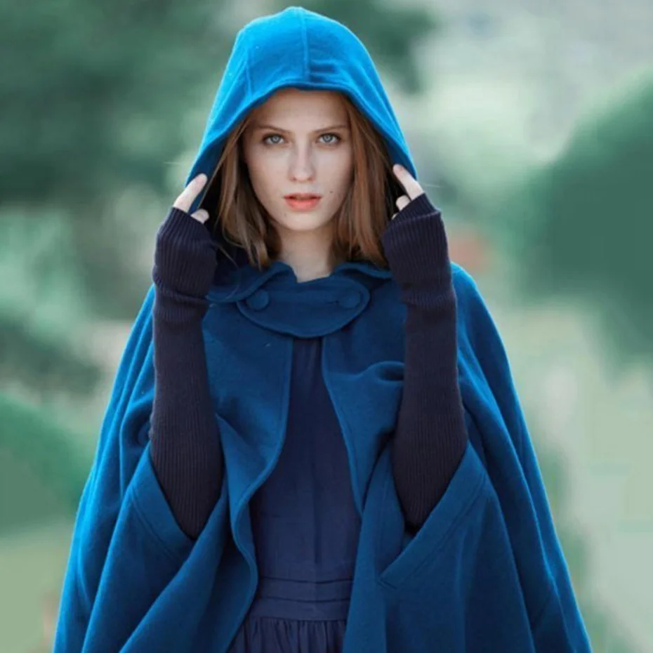 

ZOGAA Spring Autumn Female Vintage Hooded Overcoats Women Floor-Length Long Solid Color Cape with Hat Plus Size S-3XL