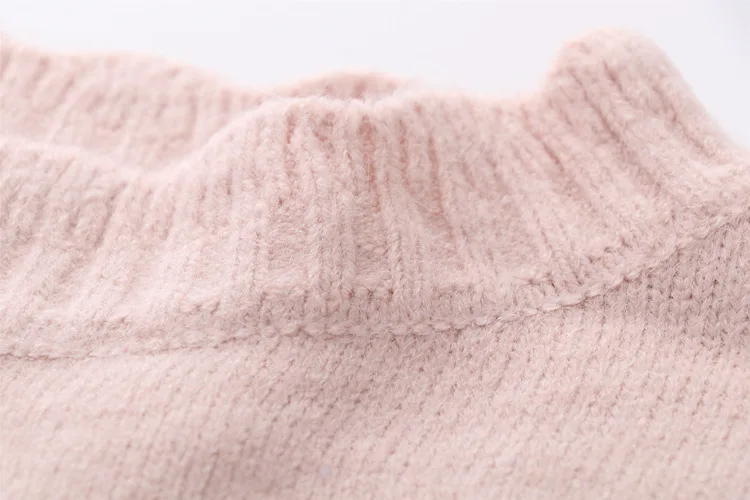 

2019 Fall loose casual solid warm Sweater Sweet Lotus Collar Knitted wear free size pullover