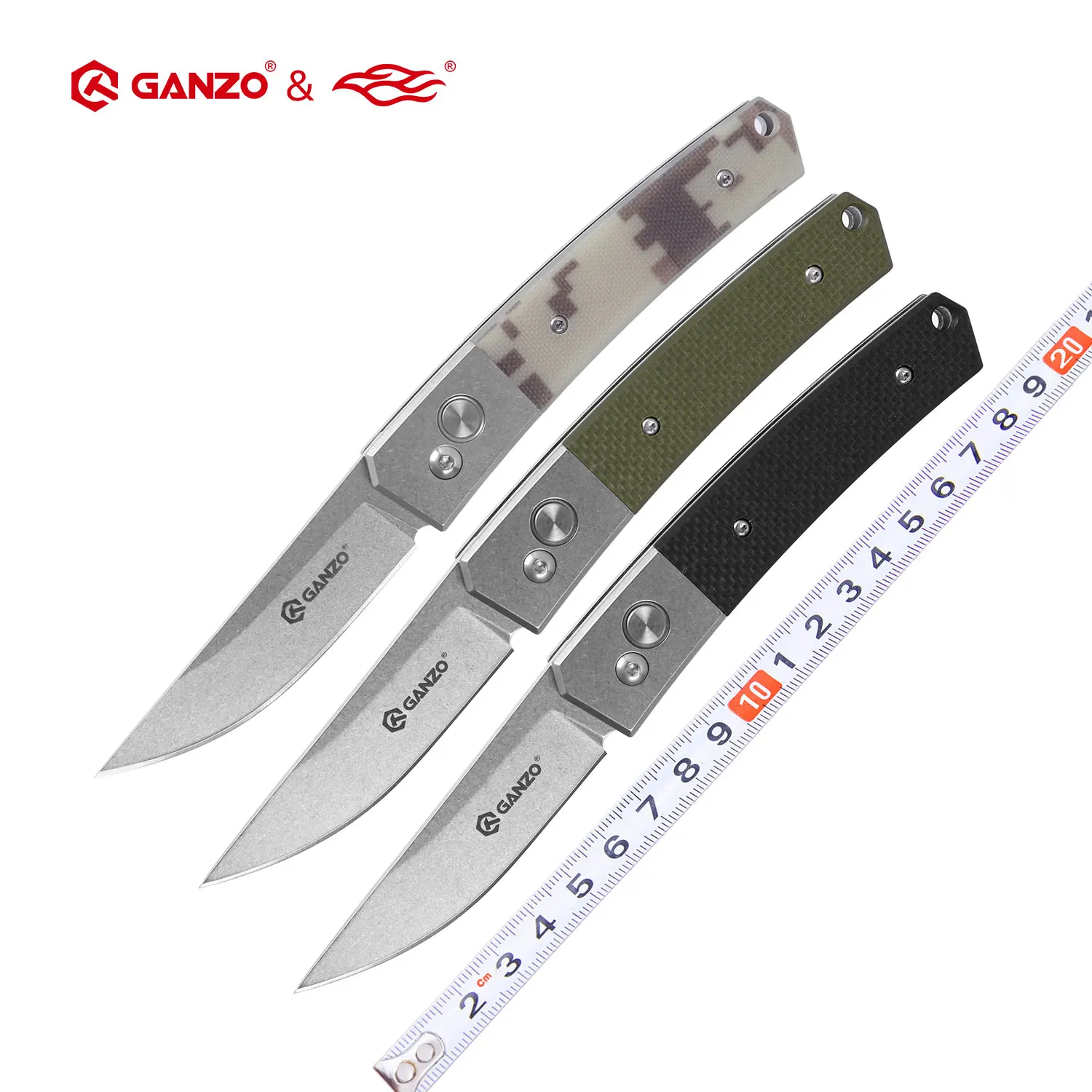 Ganzo-cuchillo plegable con mango G7362 F7362 58-60HRC 440C G10, herramienta de supervivencia al aire libre, campamento, cuchillo de bolsillo de caza edc