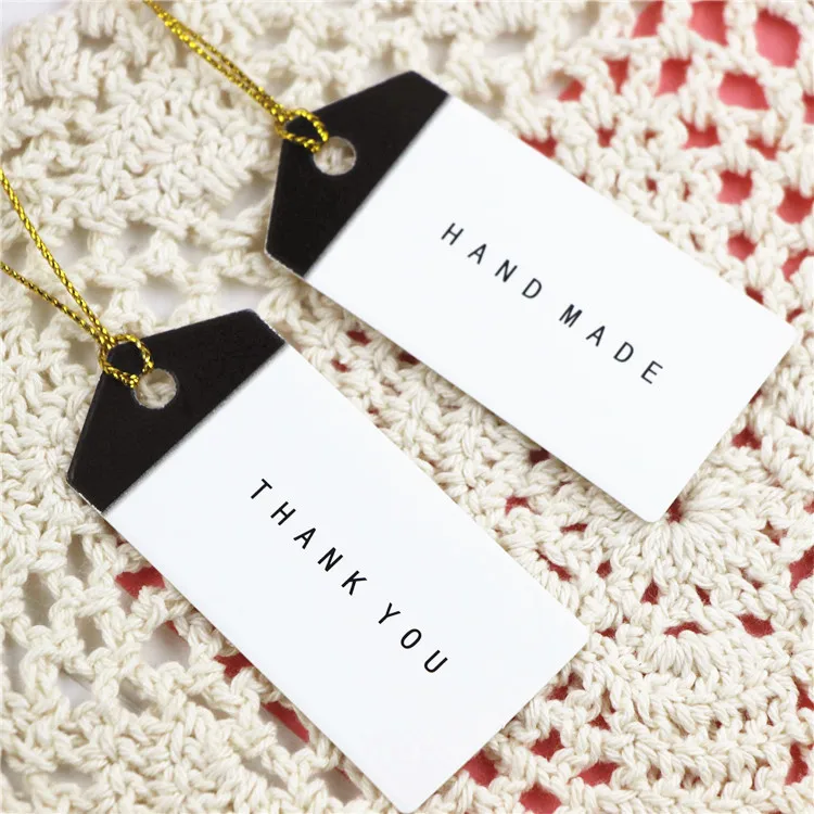 

100pcs/set handmade thank you printed two-color labels tag kraft paper labels DIY decoration supplies