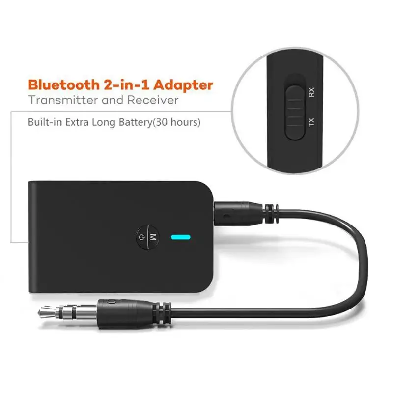 

Bluetooth 5.0 Transmitter Receiver 2 In 1 Audio Wireless Adapter APTX Low latency For Car TV PC Speaker Headphone 3.5MM Aux Jack