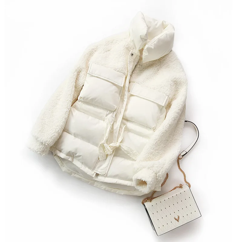 Fitaylor Женская куртка на 90% белом утином пуху свободная толстая с поясом теплая