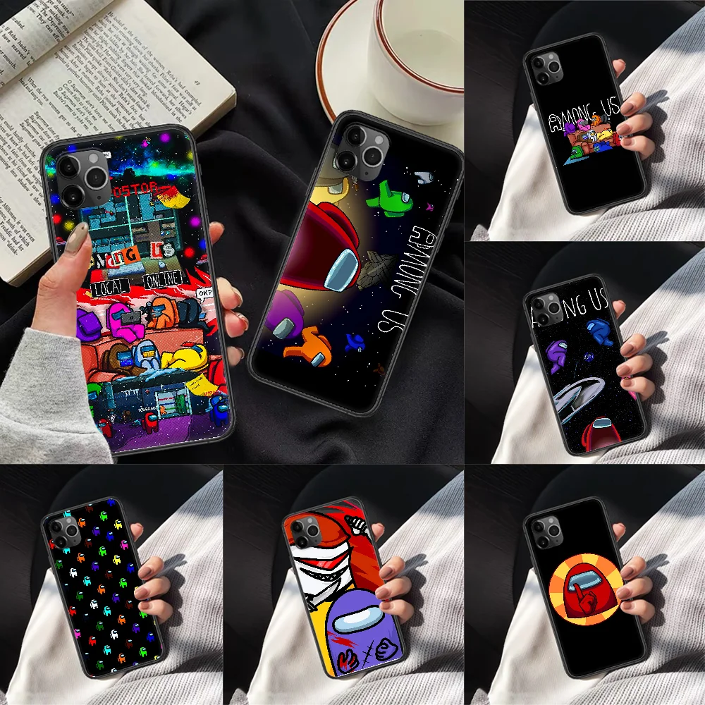 

Among Us Phone Case For Iphone 11 12 Mini PRO XR X XS MAX 6 6s 7 8 Plus 5 5s SE 2020 black Cell Trend Coque Silicone Waterproof