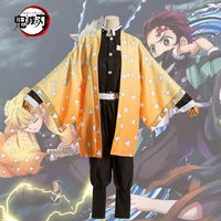 agatsuma zenitsu cosplay costume anime demon slayer kimetsu no yaiba cosplay costume men kimono yellow uniform