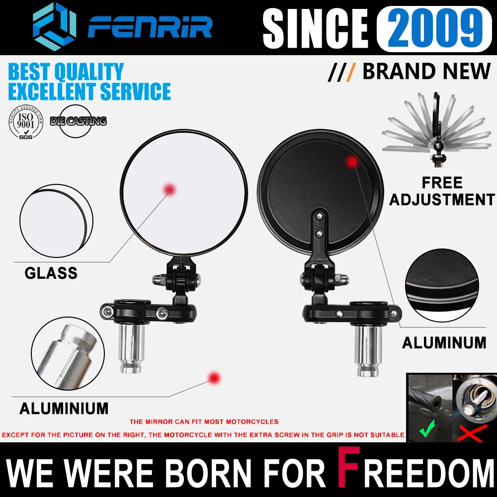 Зеркало заднее универсальное мотоциклетное с круглой ручкой для Honda Suzuki KTM Duke
