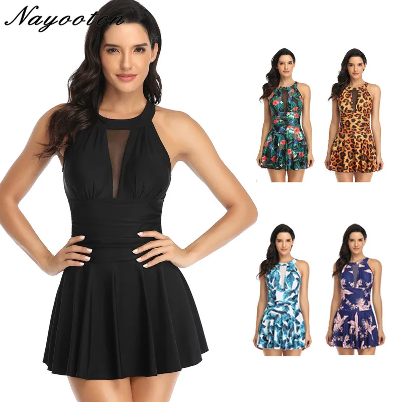 Женский купальник с лямкой через шею nayoton купальный костюм юбкой для пляжа