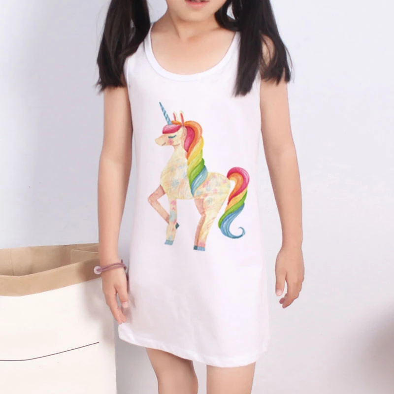 

Newborn Baby Summer Vest Skirt 100% Cotton Infant Short Sleeve Baby Cartoon Girl Clothes Printing Unicorn Anime Clothing