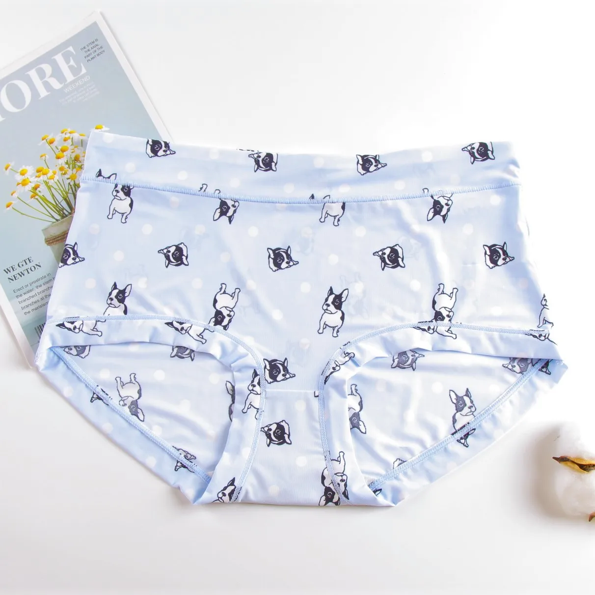 

Ice Silk Underwear Ladies Cute Cartoon Mid-waist Printing Cotton Crotch Girl Briefs Panties Women Pink Kawaii Lingerie