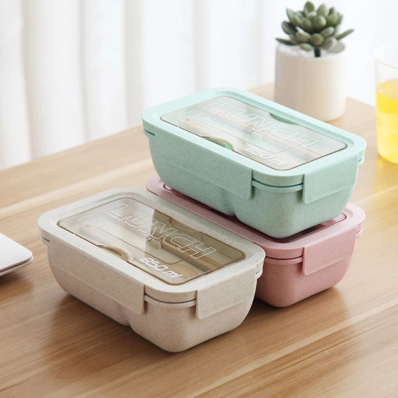 

1100ml Microwave Lunch Box For Kids School Eco-Friendly BPA Free Wheat Straw Bento Box Kitchen Plastic Food Container Lunchbox