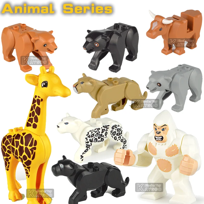 Жираф Тигр Акула Grorilla Grodd животная модель фигурки большие строительные блоки