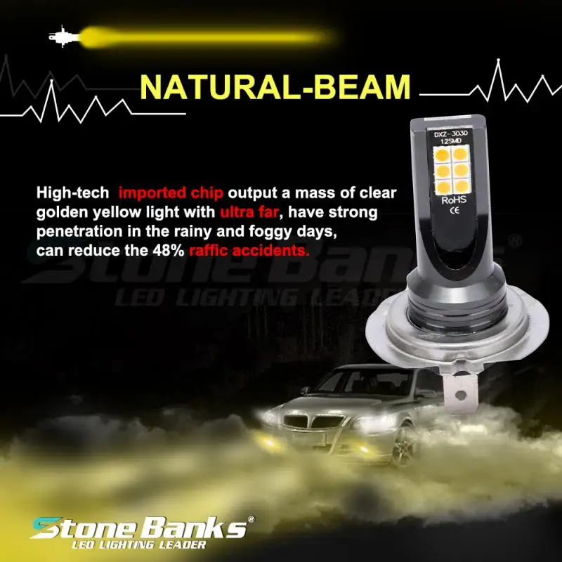 2 шт. Автомобильные светодиодные лампы Canbus H7 3030SMD 3000 лм К 24 Вт|Передние LED-фары для