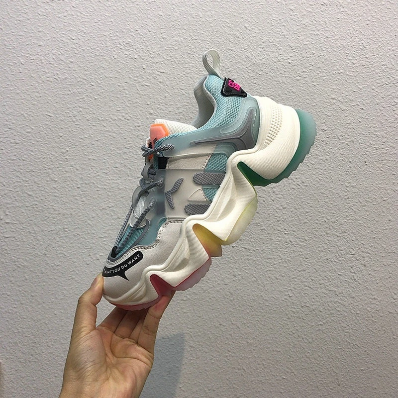 Женские кроссовки на массивной платформе Ulzzang повседневные брендовые удобные