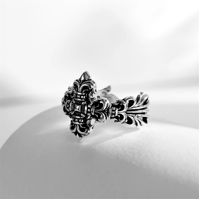 

2021 new European and American fashion retro cross rings for men and women Trendy personality punk open rings Jewelry wholesale