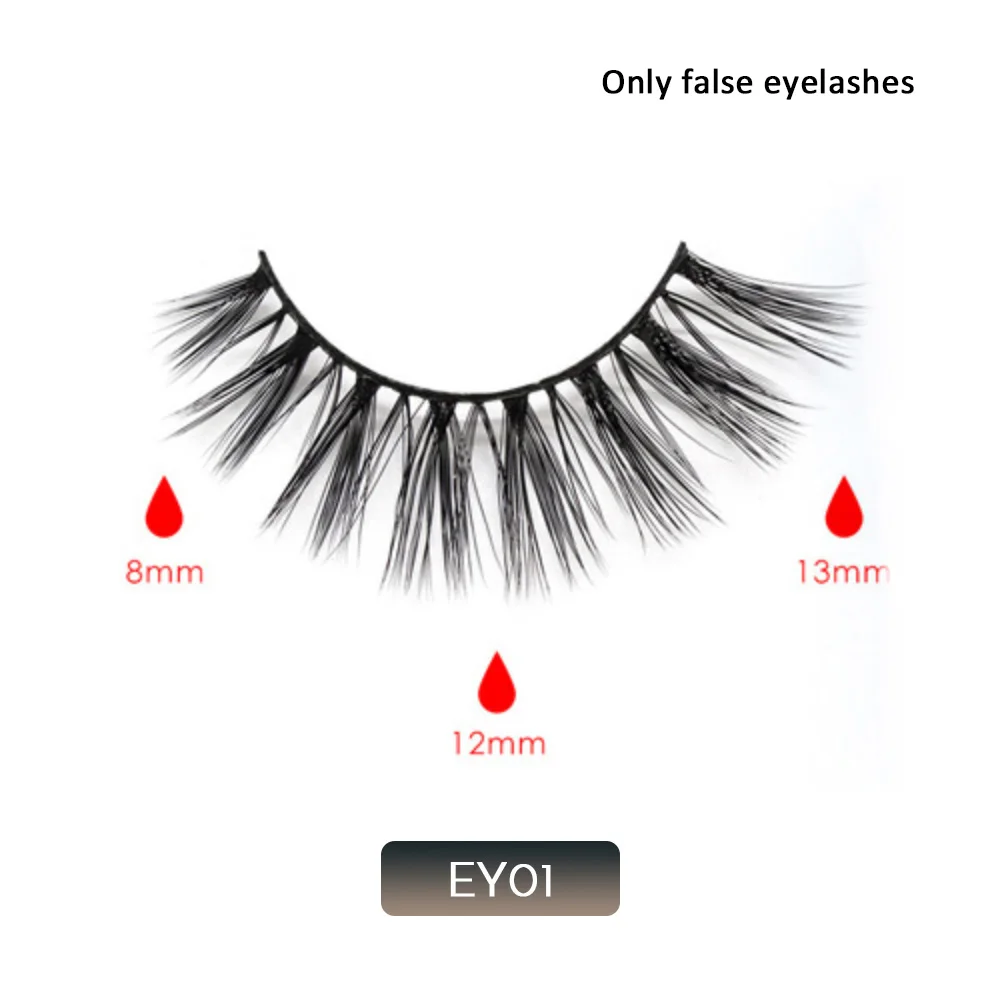 EY01 5 Magnetic Eyelashes natural False Eyelashes Magnet Lashes Magnetic Liquid Eyeliner& Magnetic False Eyelashes& Tweezer Set - Цвет: EY01