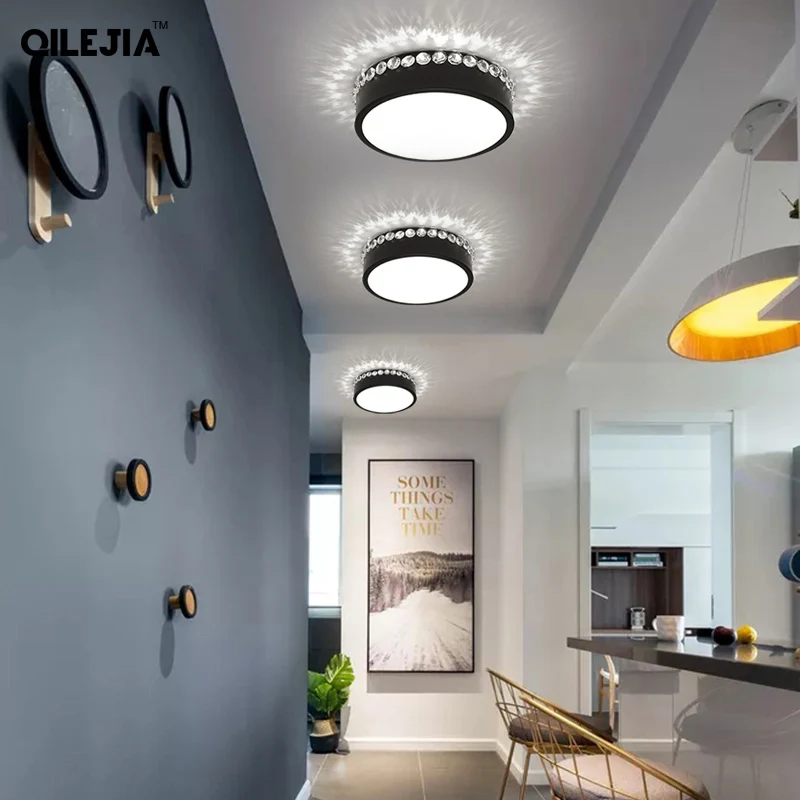 

Простая хрустальная люстра для коридора, гостиной, лофта, балкона, белого/черного/золотого цвета, декоративные светильники, светодиодный ла...