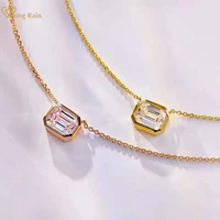 wong rain 100 925 sterling silver emerald cut created moissanite gemstone fahion couple pendant necklace fine jewelry wholesale
