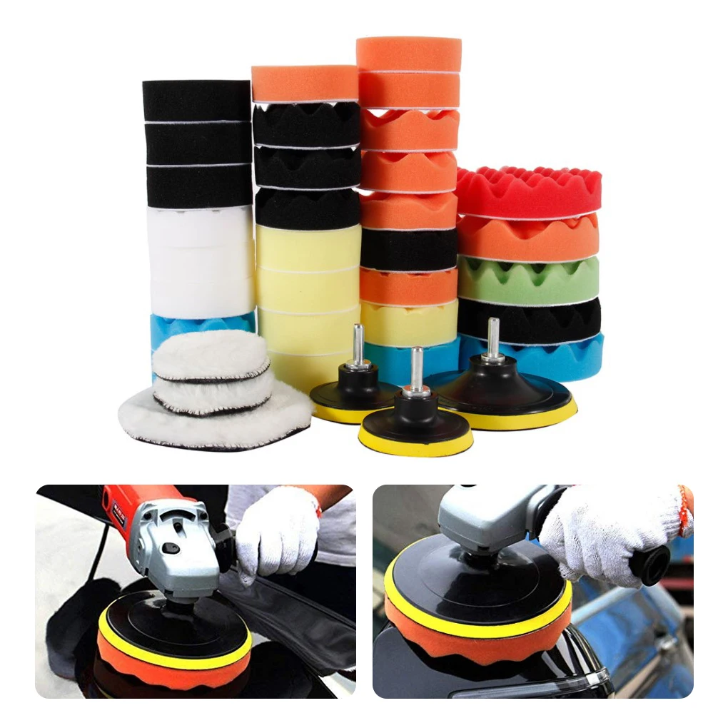 

Pack of 39 Car Waxing Polishing Pads Sponge Soft Detailing Discs Glazing Buffer Polish Replacement Wheels Accessories