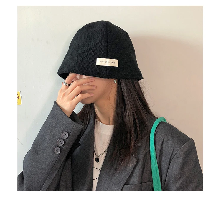 

Шесть Стильная черная шляпа рыболова веб-знаменитости INS осень/зима универсальная трикотажная широкая шляпа с широкими Для женщин шляпа му...