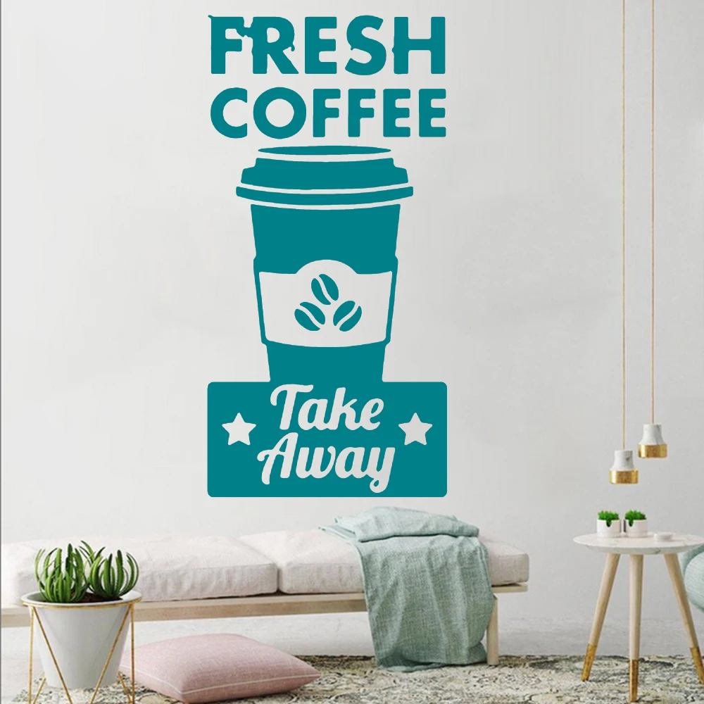 

Coffee Shop Kitchen Shop Vinyl Wall Stickers Decoration Waterproof Poster For Window Door Murals Coffee cup Decalsr HQ1147