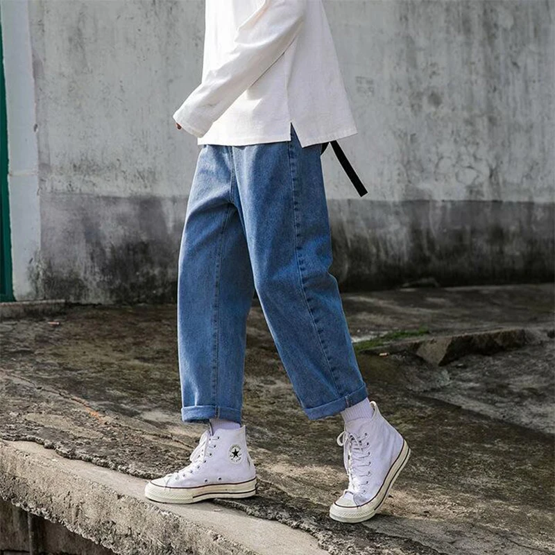 

Summer Retro Trendy Straight Jeans Men's Korean Loose Youth Thin Casual Pants