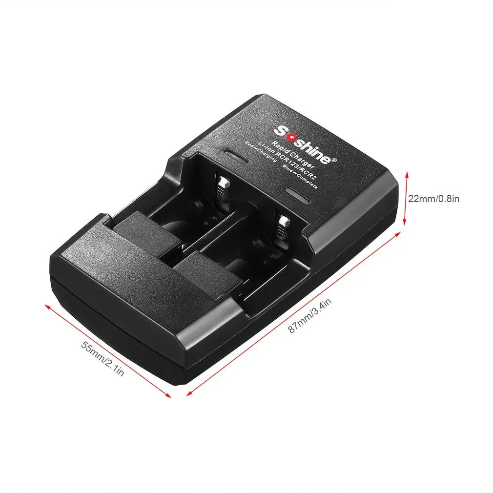 Soshine 2 слота Смарт зарядное устройство для Li-Ion CR123 CR2 16340 15266 14250 литиевая батарея |