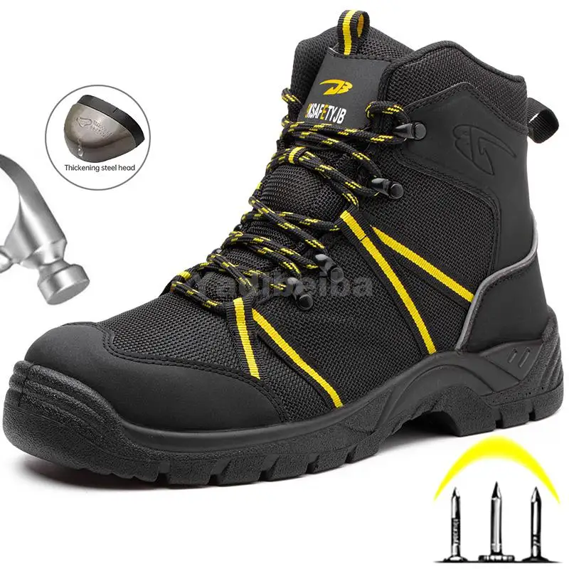 

Men Work Safety Boots Brand Indestructible Shoes Steel Toe Cap Work Boots Winter Shoes Safety Boots Puncture-Proof Men Shoes