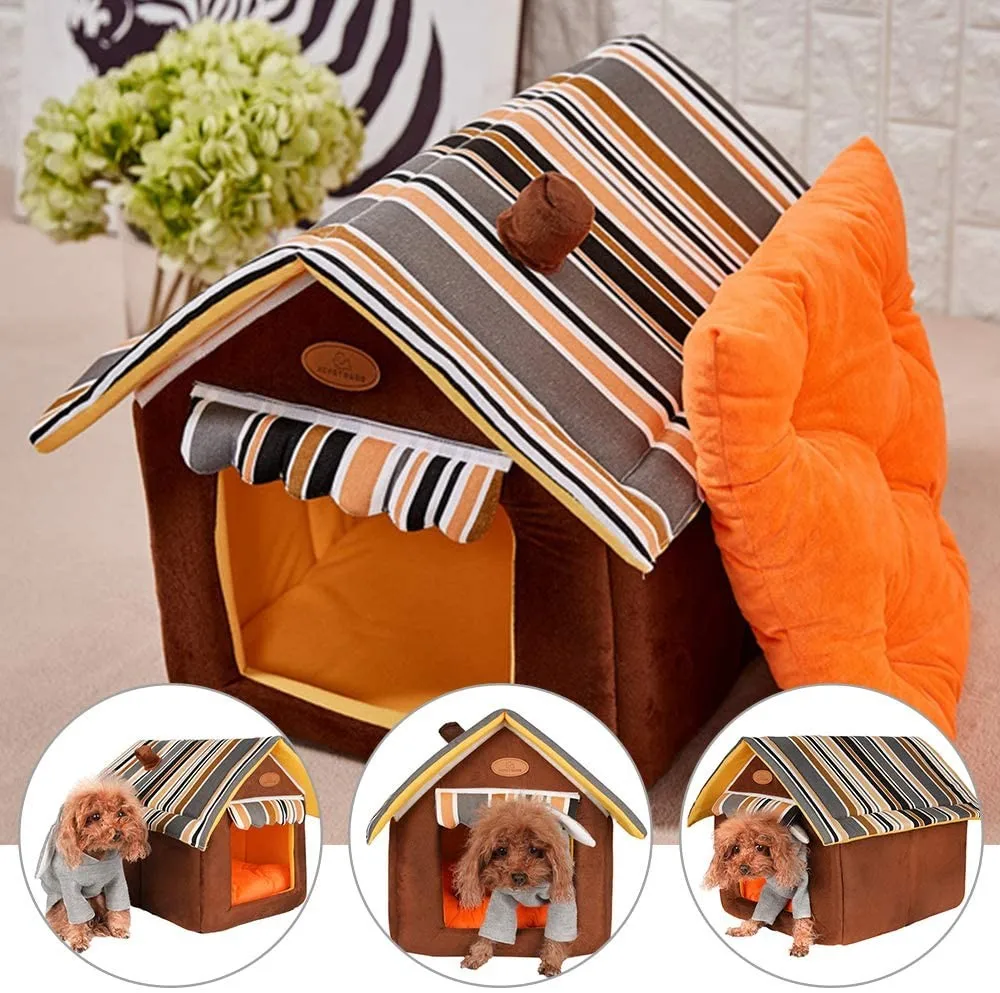 

Warm Dog House Pet Bed Removable Dog For Indoor Foldable Winter Warm Sleeping Dogs Nest Pet Supplies Home Decoration Accessories