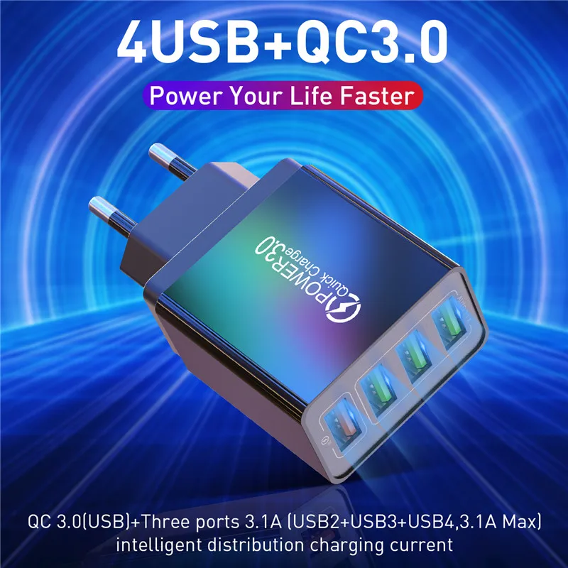 USB зарядное устройство USLION 3 1 А быстрая зарядка 0 48 Вт штепсельная вилка стандарта
