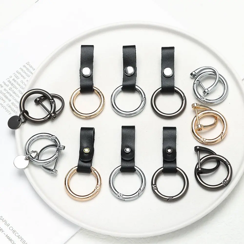 

DIY All-match Clasp Handmade Accessories Key Chain Holder Outdoor Car Keychain Camping Keys Ring Genuine Leather Buckle