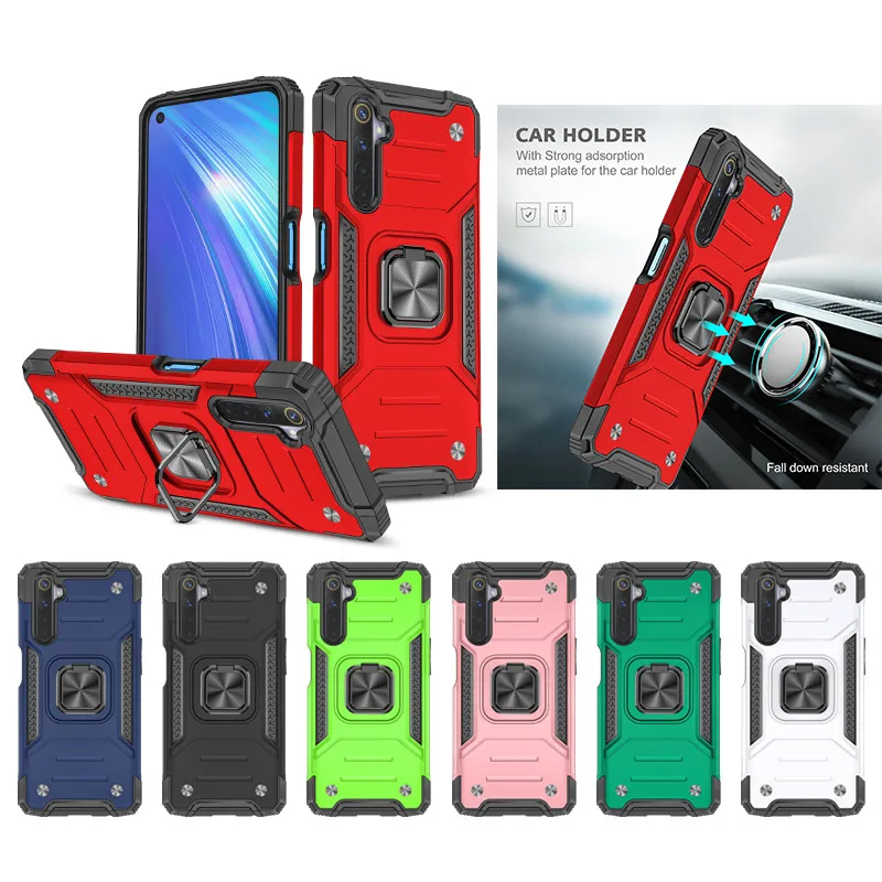 

For OPPO Realme 5 6 Case Shockproof Armor Stand Magnetic Holder Ring Back Cover for Realme C11 C15 Phone Cases