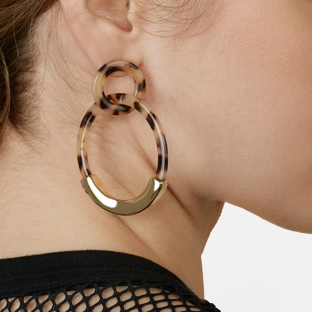 Женские акриловые серьги большие круглые сережки из ацетатного сплава