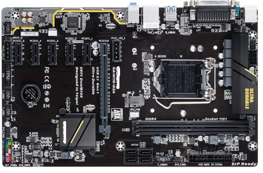 

Новая материнская плата для майнинга, оригинальная материнская плата LGA 1151 DDR4 32G VGA USB2.0 USB3.1, восстановленная материнская плата