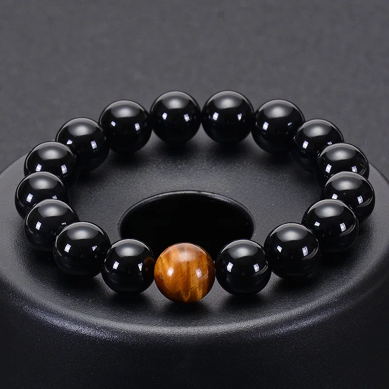 

Fashion Obsidian Tiger Eye Men's Bracelet New Natural Stone Beads Men's Bracelet Charm Yoga Energy Jewelry Anniversary Gift