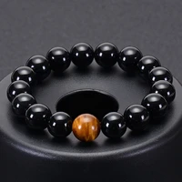 fashion obsidian tiger eye mens bracelet new natural stone beads mens bracelet charm yoga energy jewelry anniversary gift